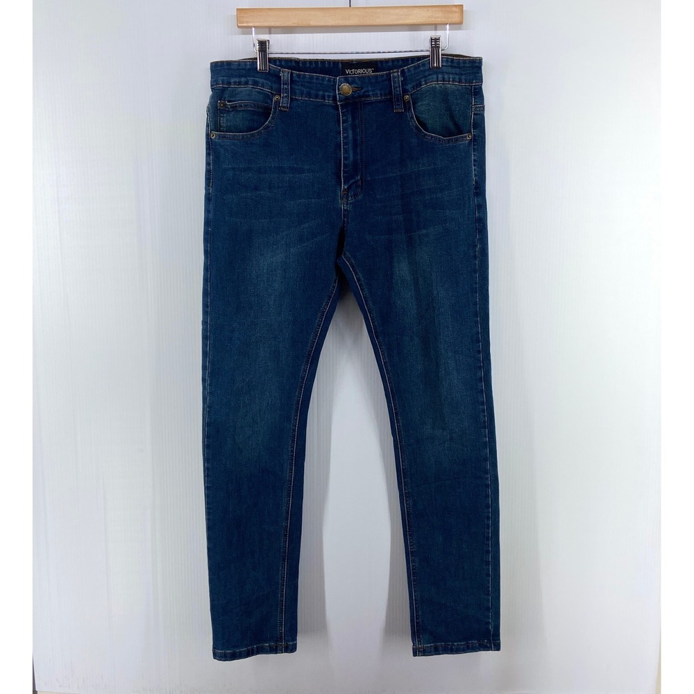 Victorious Blue Denim Slim Skinny Jeans Mens 36x30